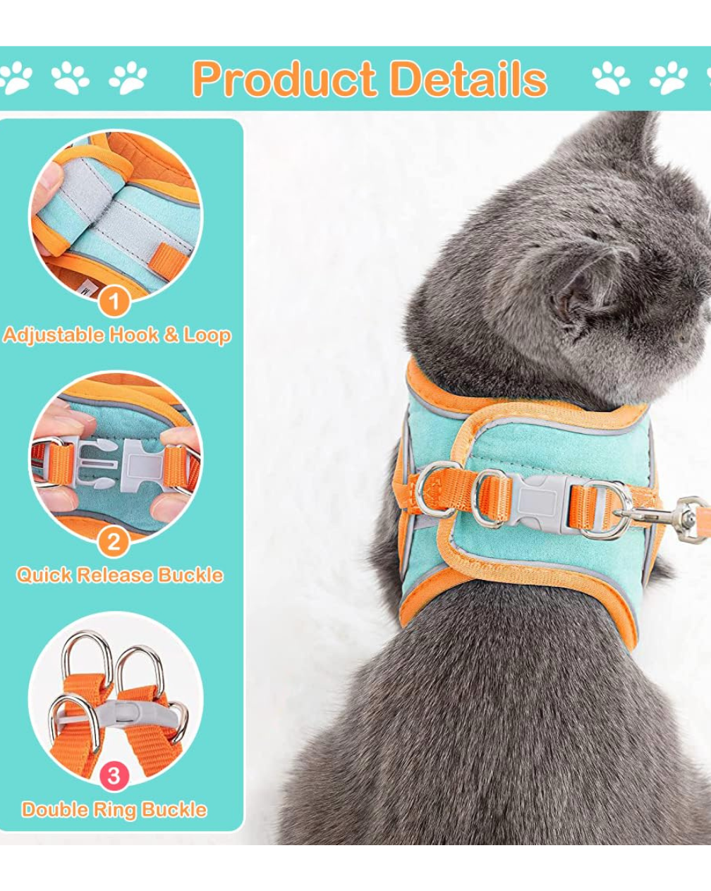 Breathable Vest Harness & Leash Set for Cats and Small Dogs